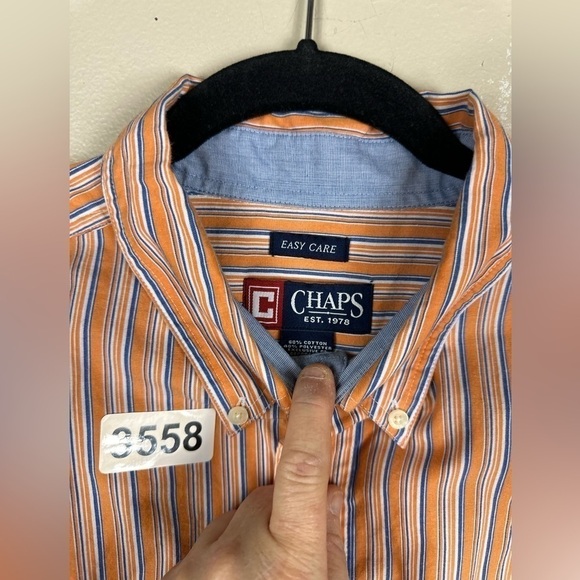 Chaps xlarge easy care p 2 p 25” length 31 preowned orange / blue - Picture 5 of 7